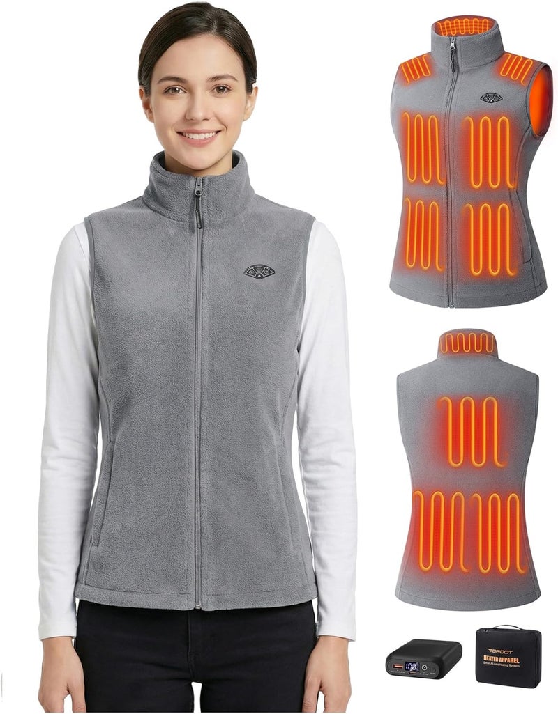 Topdot Store Fleece Women's Heated Vest with Battery Pack 16000mAh 7.4V, Heated Vest for Women with10-Heated Zones for Outdoor Work - Image 1